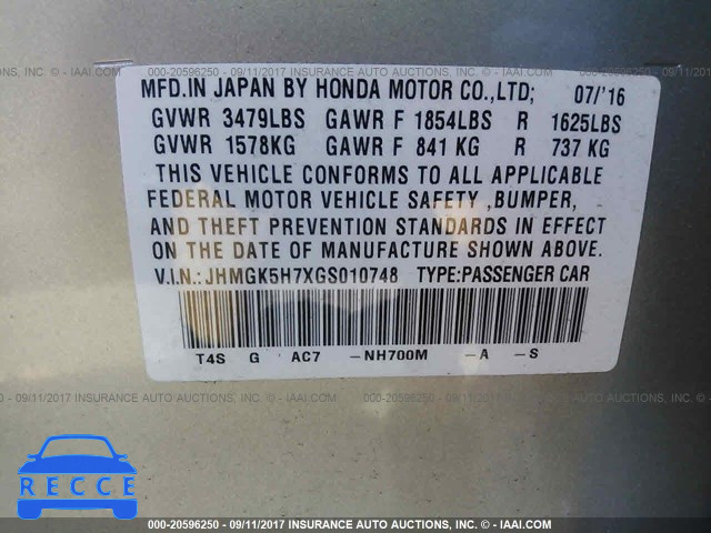 2016 HONDA FIT EX/EXL JHMGK5H7XGS010748 image 8