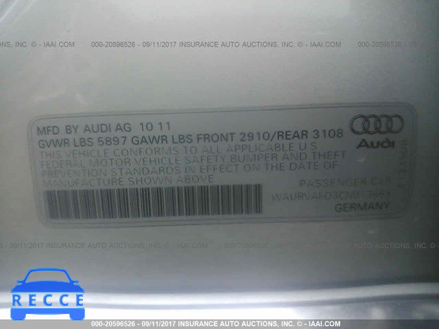 2012 Audi A8 L QUATTRO WAURVAFD3CN013659 image 8