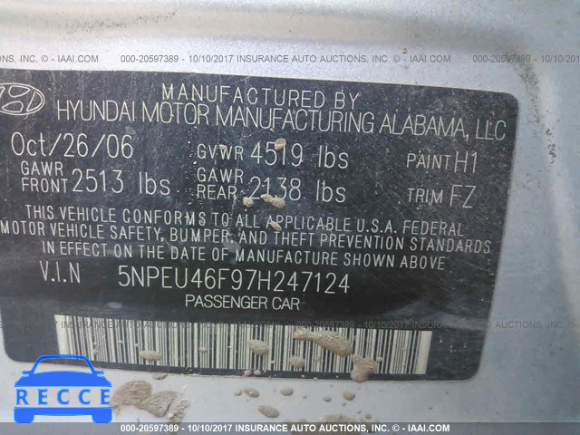 2007 Hyundai Sonata 5NPEU46F97H247124 image 8