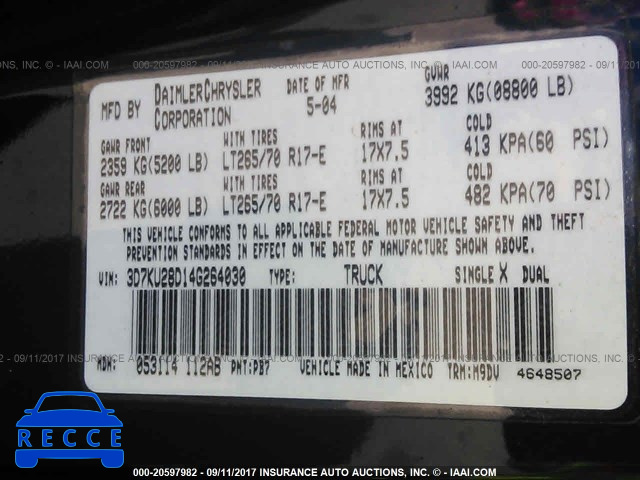 2004 Dodge RAM 2500 ST/SLT 3D7KU28D14G264030 image 8