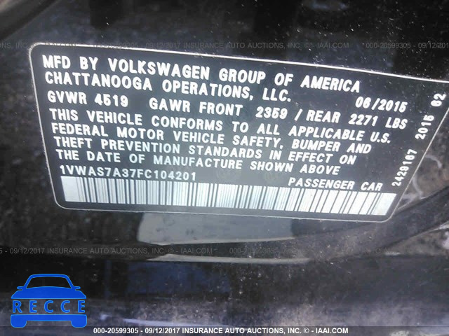 2015 Volkswagen Passat 1VWAS7A37FC104201 image 8