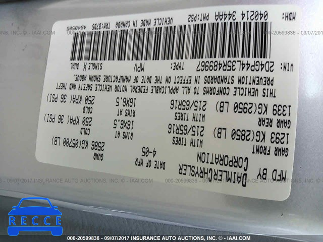 2005 Dodge Grand Caravan 2D4GP44L35R489967 image 8