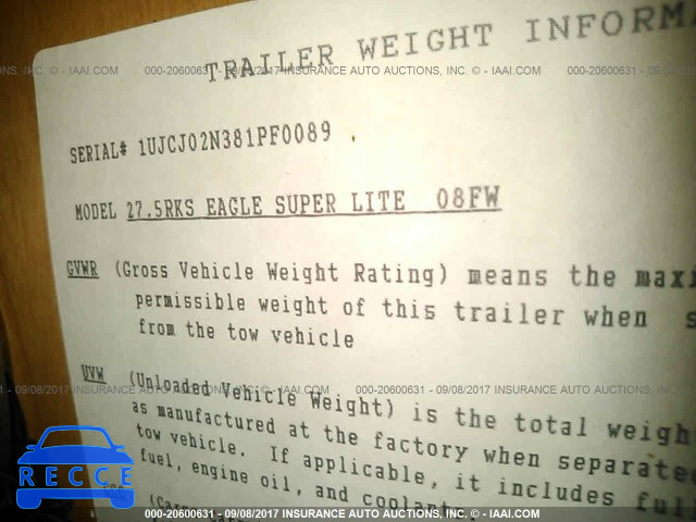 2008 JAYCO EAGLE 1UJCJ02N381PF0089 image 8