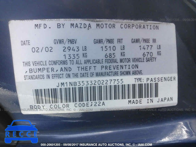 2002 Mazda MX-5 Miata JM1NB353320227755 зображення 8
