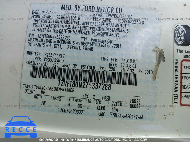 2007 Ford Mustang 1ZVFT80N275337288 Bild 8