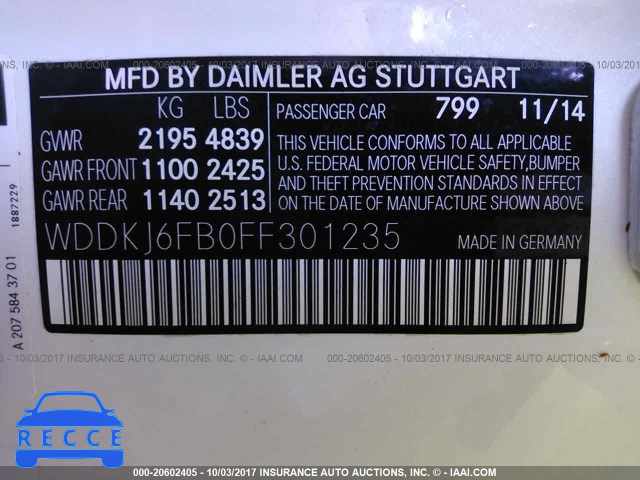 2015 Mercedes-benz E 400 WDDKJ6FB0FF301235 image 8