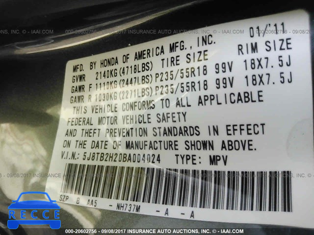 2011 Acura RDX 5J8TB2H20BA004024 image 8