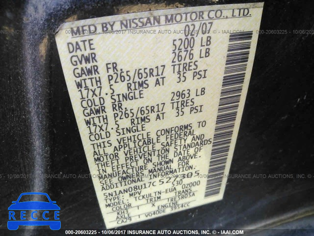 2007 Nissan Xterra OFF ROAD/S/SE 5N1AN08U17C527305 image 8