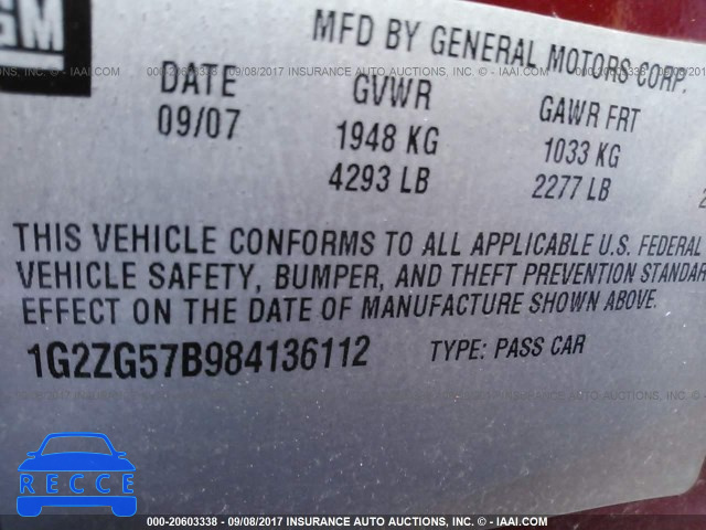 2008 Pontiac G6 1G2ZG57B984136112 image 8