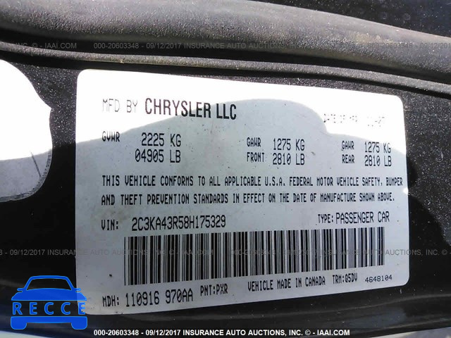 2008 Chrysler 300 2C3KA43R58H175329 зображення 8