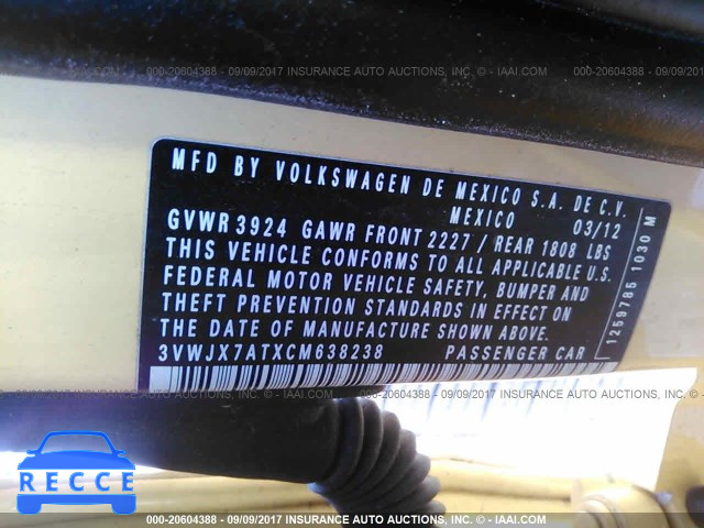 2012 Volkswagen Beetle 3VWJX7ATXCM638238 image 8