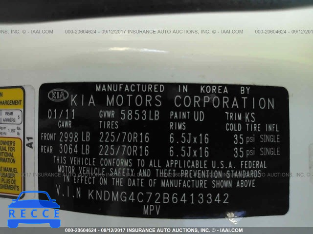 2011 KIA Sedona LX KNDMG4C72B6413342 image 8