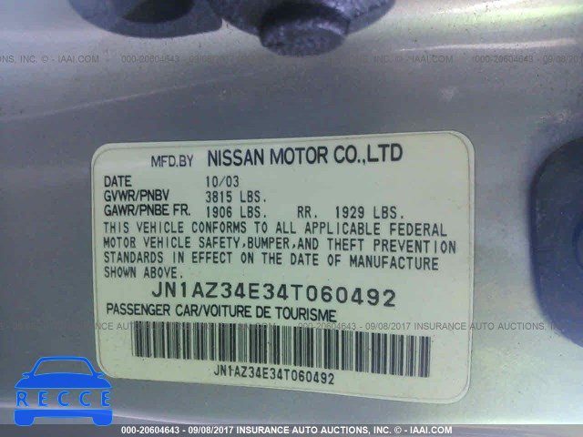 2004 Nissan 350Z JN1AZ34E34T060492 image 8