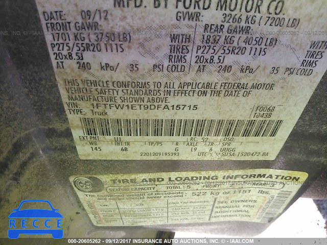 2013 Ford F150 1FTFW1ET9DFA15715 image 8