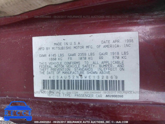 1998 Chrysler Sebring LXI 4C3AU52N6WE132869 image 8