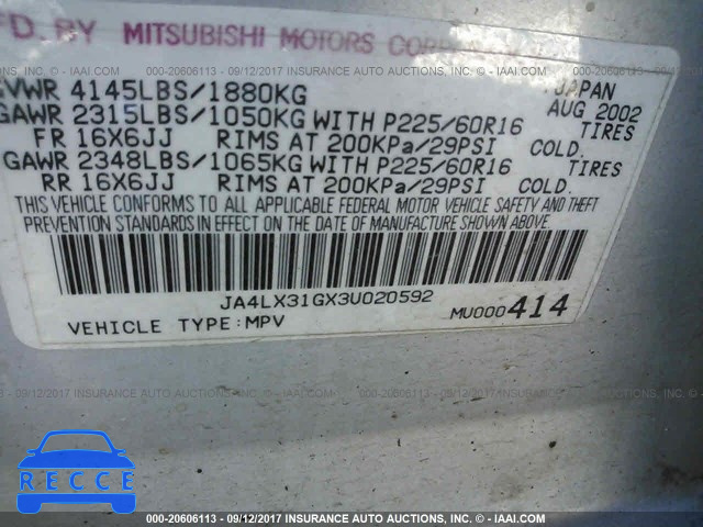 2003 Mitsubishi Outlander JA4LX31GX3U020592 image 8