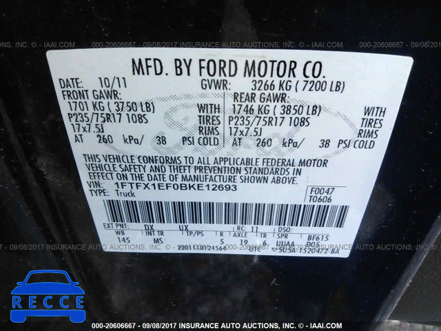 2011 Ford F150 1FTFX1EF0BKE12693 image 8