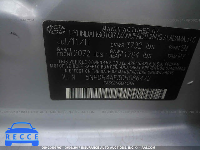 2012 Hyundai Elantra 5NPDH4AE3CH086472 зображення 8