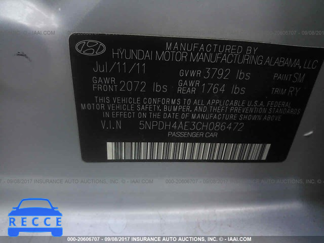 2012 Hyundai Elantra 5NPDH4AE3CH086472 image 8