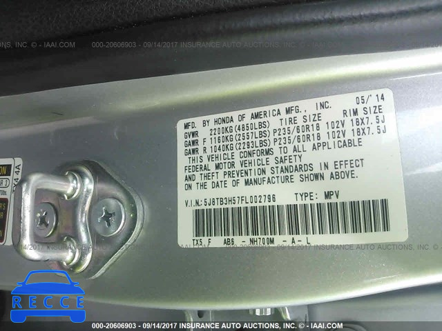 2015 ACURA RDX TECHNOLOGY 5J8TB3H57FL002796 image 8