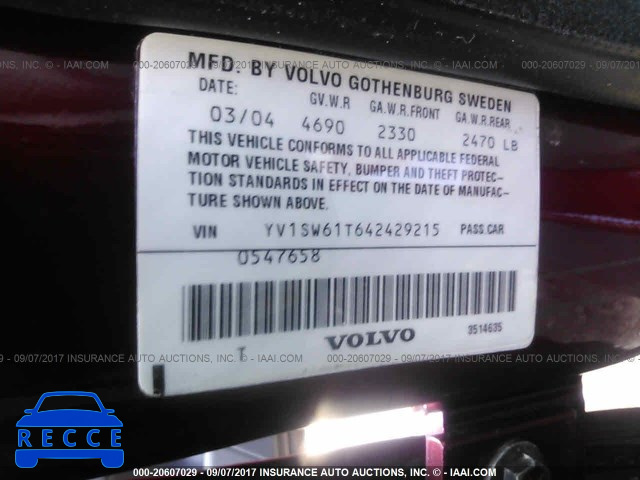 2004 Volvo V70 YV1SW61T642429215 зображення 8