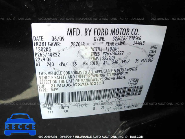 2010 Lincoln MKX 2LMDJ6JCXABJ02139 image 8