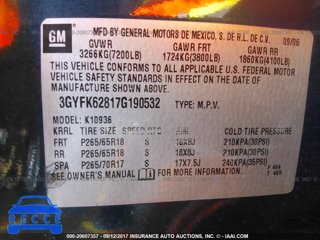 2007 Cadillac Escalade EXT 3GYFK62817G190532 image 8