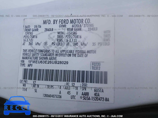 2006 Ford Explorer 1FMEU63E26UB28029 image 8