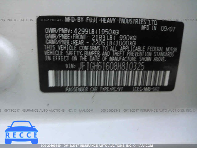 2008 Subaru Impreza 2.5I JF1GH61608H810325 image 8