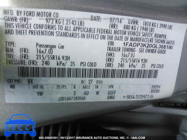 2016 Ford Focus 1FADP3K20GL368190 image 8