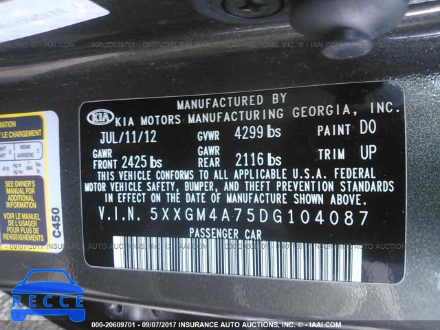 2013 KIA Optima 5XXGM4A75DG104087 image 8