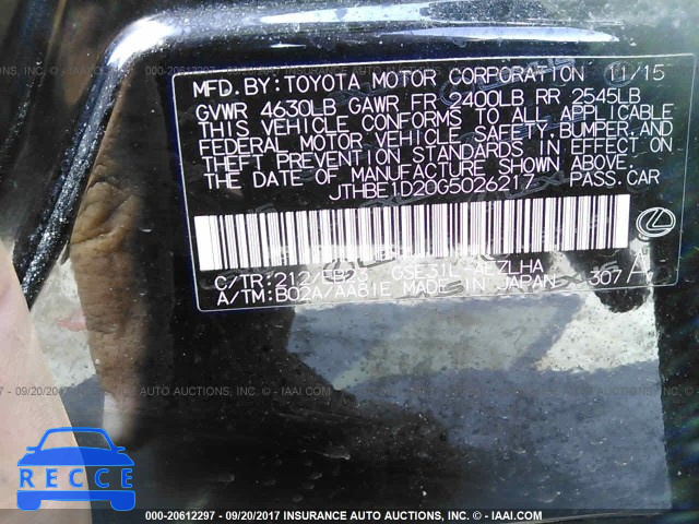 2016 Lexus IS JTHBE1D20G5026217 image 8