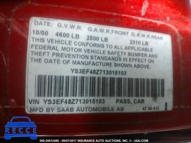 2001 Saab 9-5 SE YS3EF48Z713015103 Bild 8