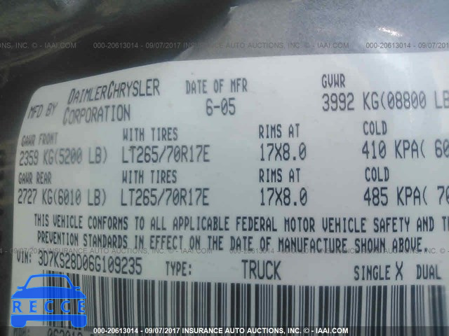 2006 DODGE RAM 2500 3D7KS28D06G109235 image 8