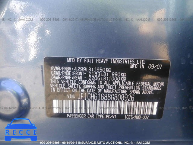 2008 Subaru Impreza 2.5I JF1GH61688G808926 image 8