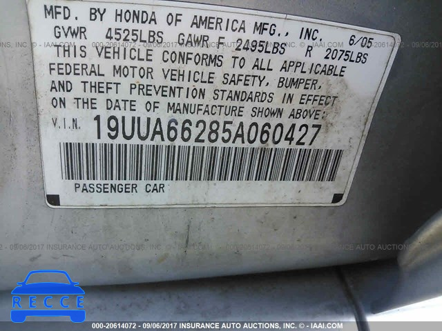 2005 Acura TL 19UUA66285A060427 image 8