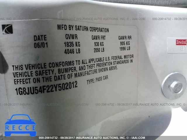 2002 Saturn L200 1G8JU54F22Y502012 image 8