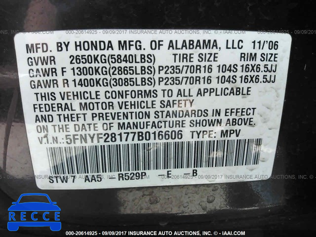 2007 Honda Pilot 5FNYF28177B016606 Bild 8