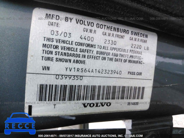 2004 VOLVO S60 YV1RS64A142323940 image 8
