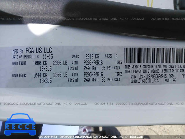 2016 Jeep Compass LATITUDE 1C4NJCEA9GD620015 image 8