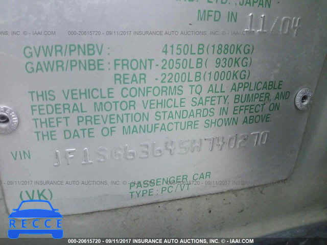 2005 Subaru Forester 2.5X JF1SG63645H740270 image 8