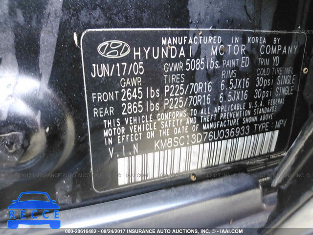 2006 Hyundai Santa Fe KM8SC13D76U036933 image 8