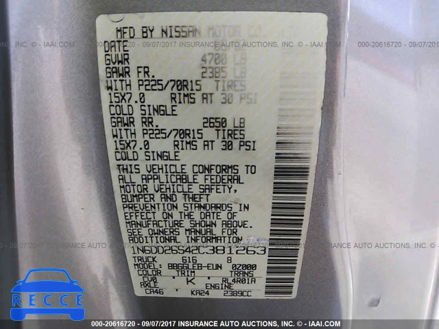 2002 Nissan Frontier 1N6DD26S42C381263 image 8