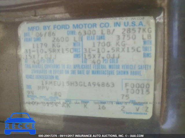 1986 Ford Bronco U100 1FMEU15H3GLA94863 зображення 8