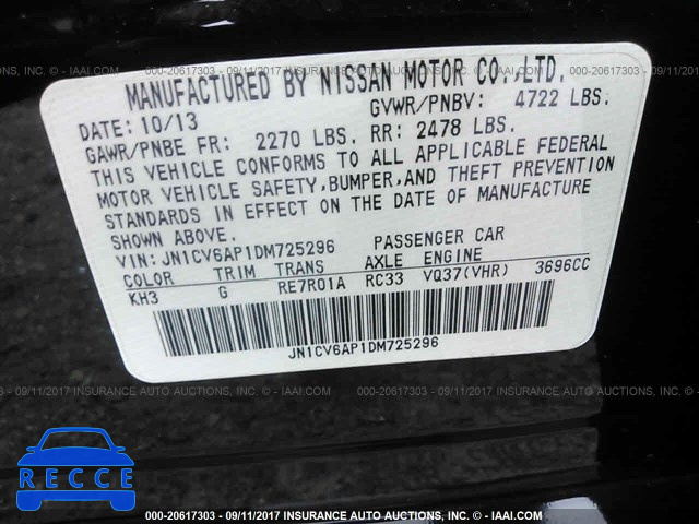 2013 Infiniti G37 JN1CV6AP1DM725296 image 8