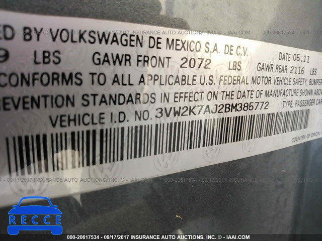 2011 Volkswagen Jetta 3VW2K7AJ2BM385772 image 8