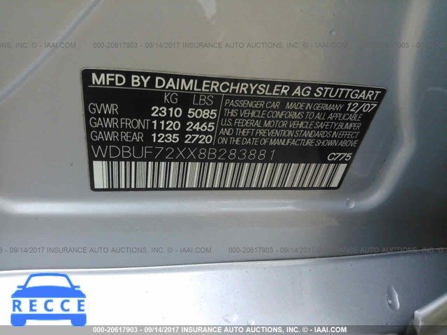 2008 Mercedes-benz E 550 WDBUF72XX8B283881 зображення 8