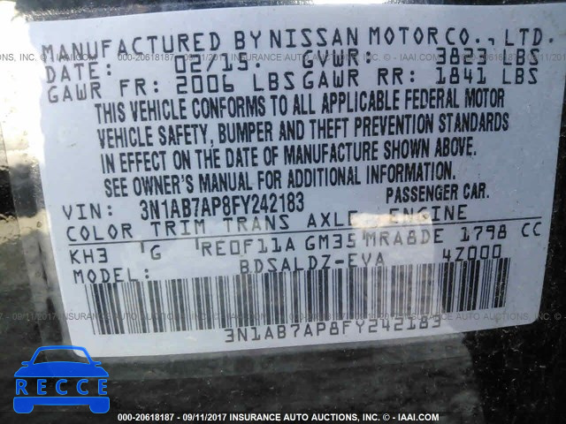 2015 Nissan Sentra 3N1AB7AP8FY242183 image 8