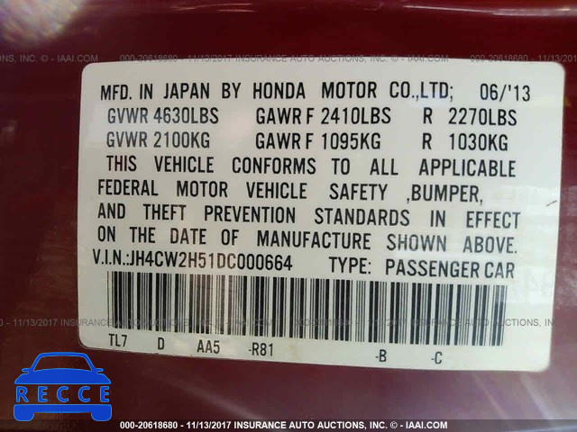 2013 Acura TSX JH4CW2H51DC000664 image 8