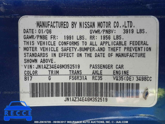 2006 Nissan 350Z COUPE JN1AZ34E46M352519 image 8